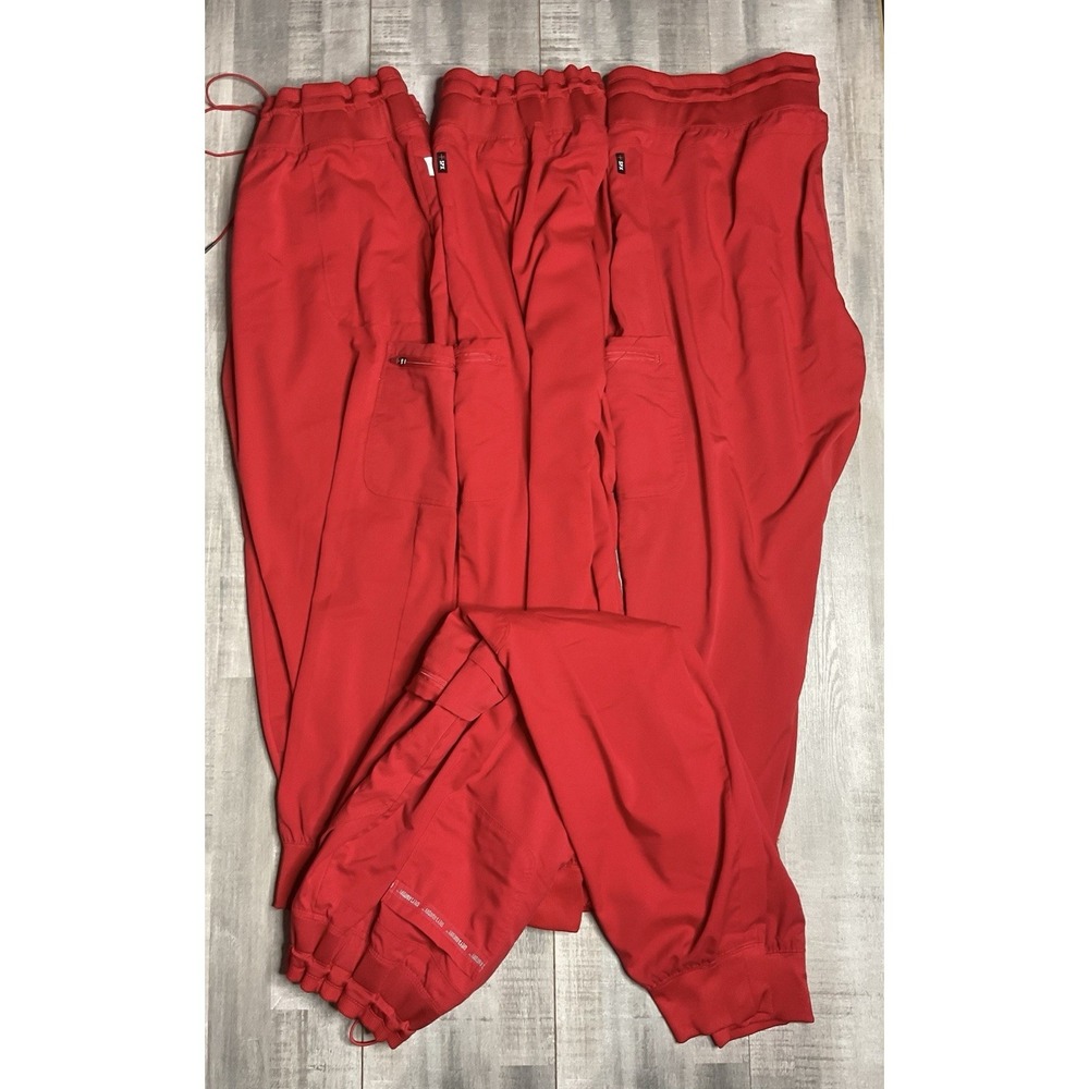 Greys Anatomy by Barco Red‎ Spandex Stretch Jogger Scrub Pants XLP Lot of 4